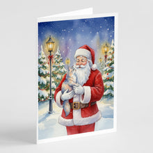 Load image into Gallery viewer, Australian Mist Cat with Santa Claus Greeting Cards Pack of 8