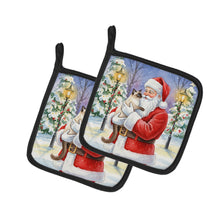 Load image into Gallery viewer, Balinese Cat with Santa Claus Pair of Pot Holders