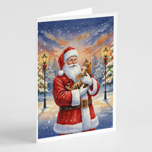 Load image into Gallery viewer, Bengal Cat with Santa Claus Greeting Cards Pack of 8