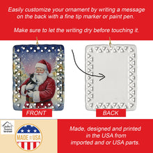 Load image into Gallery viewer, Black &amp; White Tuxedo Cat with Santa Claus Porcelain Ornament