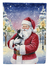 Load image into Gallery viewer, Black &amp; White Tuxedo Cat with Santa Claus Garden Flag