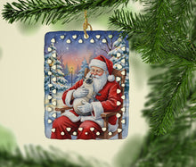 Load image into Gallery viewer, Blue Point Cat with Santa Claus Porcelain Ornament