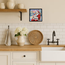 Load image into Gallery viewer, Blue Point Cat with Santa Claus Framed Metal Print