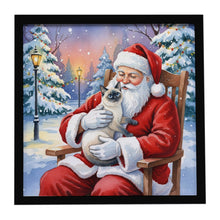 Load image into Gallery viewer, Blue Point Cat with Santa Claus Framed Metal Print