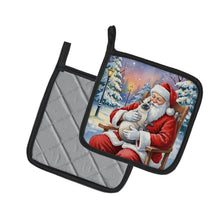 Load image into Gallery viewer, Blue Point Cat with Santa Claus Pair of Pot Holders