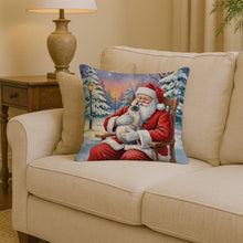 Load image into Gallery viewer, Blue Point Cat with Santa Claus Throw Pillow