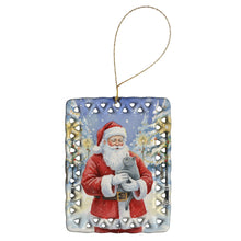 Load image into Gallery viewer, British Shorthair Cat with Santa Claus Porcelain Ornament