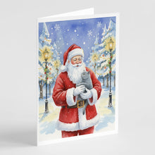 Load image into Gallery viewer, British Shorthair Cat with Santa Claus Greeting Cards Pack of 8