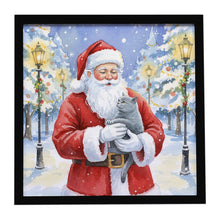 Load image into Gallery viewer, British Shorthair Cat with Santa Claus Framed Metal Print