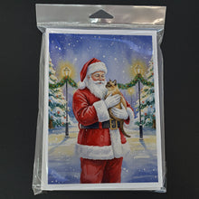 Load image into Gallery viewer, Burmese Cat with Santa Claus Greeting Cards Pack of 8