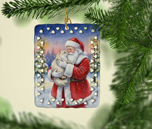 Load image into Gallery viewer, Burmilla Cat with Santa Claus Porcelain Ornament