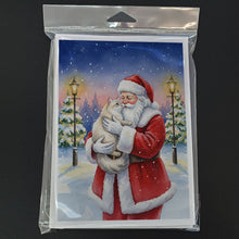 Load image into Gallery viewer, Burmilla Cat with Santa Claus Greeting Cards Pack of 8