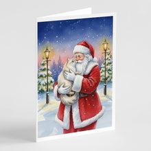 Load image into Gallery viewer, Burmilla Cat with Santa Claus Greeting Cards Pack of 8