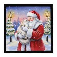 Load image into Gallery viewer, Burmilla Cat with Santa Claus Framed Metal Print
