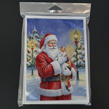Load image into Gallery viewer, Calico Cat with Santa Claus Greeting Cards Pack of 8