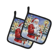 Load image into Gallery viewer, Calico Cat with Santa Claus Pair of Pot Holders