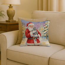 Load image into Gallery viewer, Chartreux Cat with Santa Claus Throw Pillow