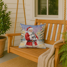 Load image into Gallery viewer, Chartreux Cat with Santa Claus Throw Pillow