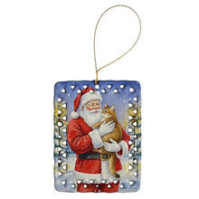 Load image into Gallery viewer, Chausie Cat with Santa Claus Porcelain Ornament