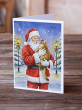 Load image into Gallery viewer, Chausie Cat with Santa Claus Greeting Cards Pack of 8