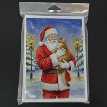 Load image into Gallery viewer, Chausie Cat with Santa Claus Greeting Cards Pack of 8