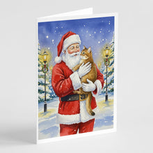 Load image into Gallery viewer, Chausie Cat with Santa Claus Greeting Cards Pack of 8