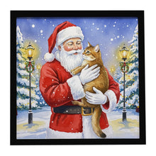 Load image into Gallery viewer, Chausie Cat with Santa Claus Framed Metal Print