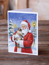 Load image into Gallery viewer, Chocolate Point Cat with Santa Claus Greeting Cards Pack of 8