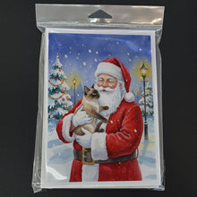 Load image into Gallery viewer, Chocolate Point Cat with Santa Claus Greeting Cards Pack of 8