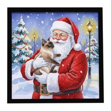 Load image into Gallery viewer, Chocolate Point Cat with Santa Claus Framed Metal Print