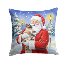 Load image into Gallery viewer, Chocolate Point Cat with Santa Claus Throw Pillow