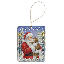 Load image into Gallery viewer, Classic Tabby Brown Cat with Santa Claus Porcelain Ornament