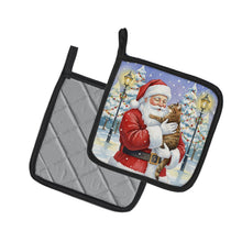 Load image into Gallery viewer, Classic Tabby Brown Cat with Santa Claus Pair of Pot Holders