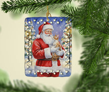 Load image into Gallery viewer, Cornish Rex Cat with Santa Claus Porcelain Ornament