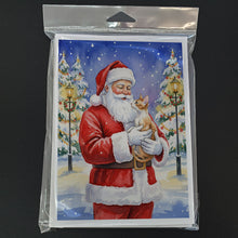 Load image into Gallery viewer, Cornish Rex Cat with Santa Claus Greeting Cards Pack of 8
