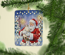 Load image into Gallery viewer, Cream Point Cat with Santa Claus Porcelain Ornament