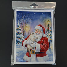 Load image into Gallery viewer, Cream Point Cat with Santa Claus Greeting Cards Pack of 8