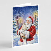 Load image into Gallery viewer, Cream Point Cat with Santa Claus Greeting Cards Pack of 8
