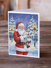 Load image into Gallery viewer, Cymric Cat with Santa Claus Greeting Cards Pack of 8