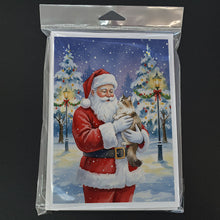 Load image into Gallery viewer, Cymric Cat with Santa Claus Greeting Cards Pack of 8