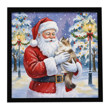 Load image into Gallery viewer, Cymric Cat with Santa Claus Framed Metal Print