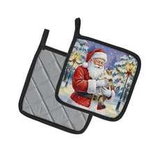 Load image into Gallery viewer, Cymric Cat with Santa Claus Pair of Pot Holders