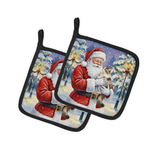 Load image into Gallery viewer, Cymric Cat with Santa Claus Pair of Pot Holders