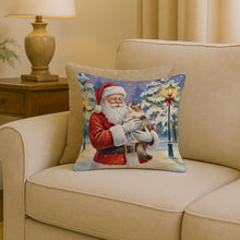 Load image into Gallery viewer, Cymric Cat with Santa Claus Throw Pillow