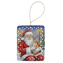 Load image into Gallery viewer, Devon Rex Cat with Santa Claus Porcelain Ornament