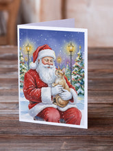 Load image into Gallery viewer, Devon Rex Cat with Santa Claus Greeting Cards Pack of 8