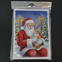 Load image into Gallery viewer, Devon Rex Cat with Santa Claus Greeting Cards Pack of 8