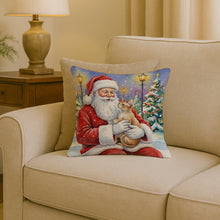 Load image into Gallery viewer, Devon Rex Cat with Santa Claus Throw Pillow