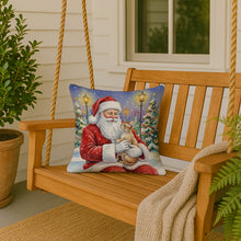 Load image into Gallery viewer, Devon Rex Cat with Santa Claus Throw Pillow