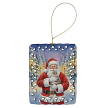 Load image into Gallery viewer, Dilute Tortoiseshell Cat with Santa Claus Porcelain Ornament